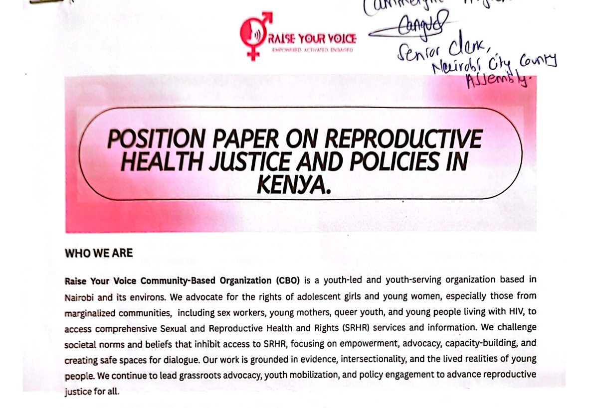 Position Paper on Reproductive Health Justice and Policies in Kenya