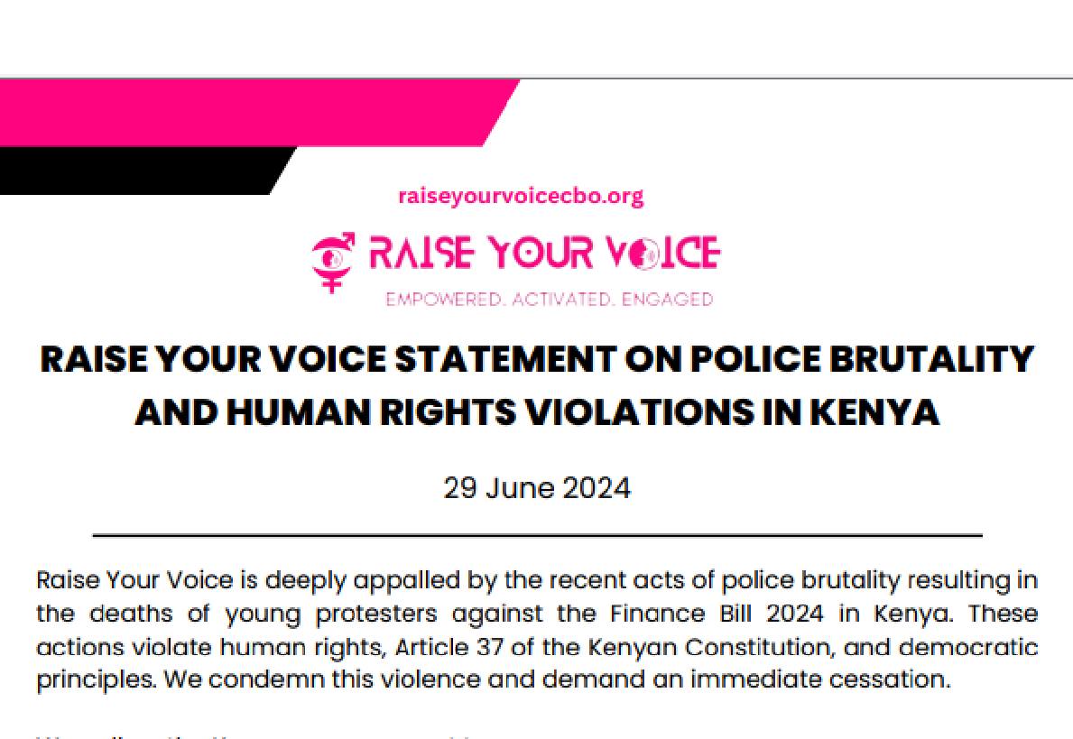 Raise Your Voice Statement on Police Brutality and Human Rights Violations in Kenya
