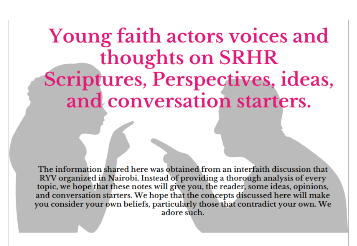Young Faith Actors Voices and Thoughts on SRHR: Scriptures, Perspectives, Ideas, and Conversation Starters